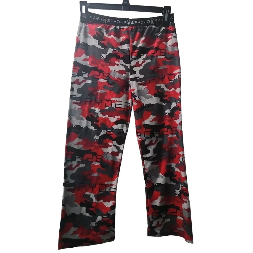 Boys Spyder Sleep Pants  Medium Red/Gray‎ Camo Pull On